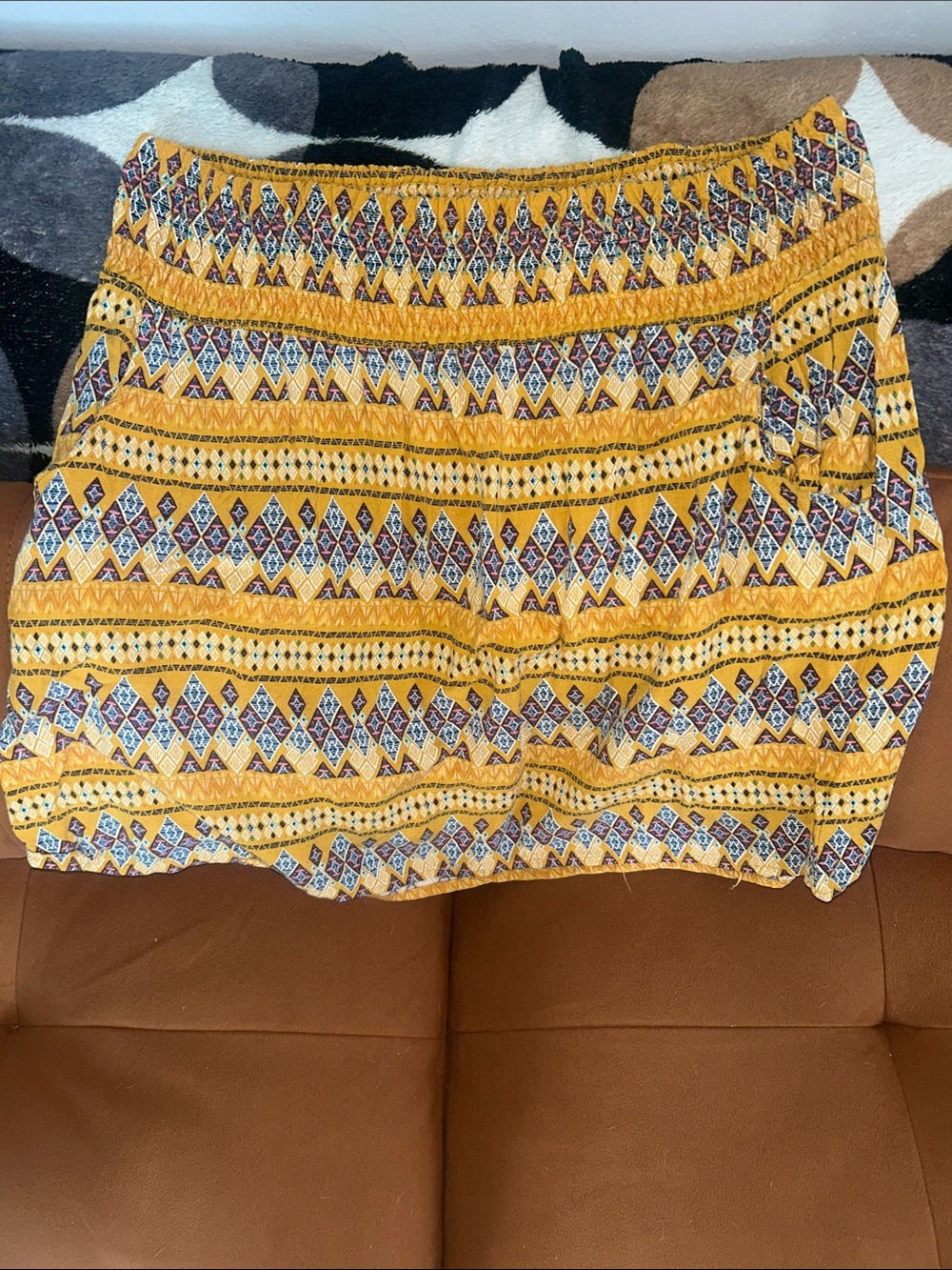 Mossimo Supply Co. Yellow Geometric Print Mini Skirt